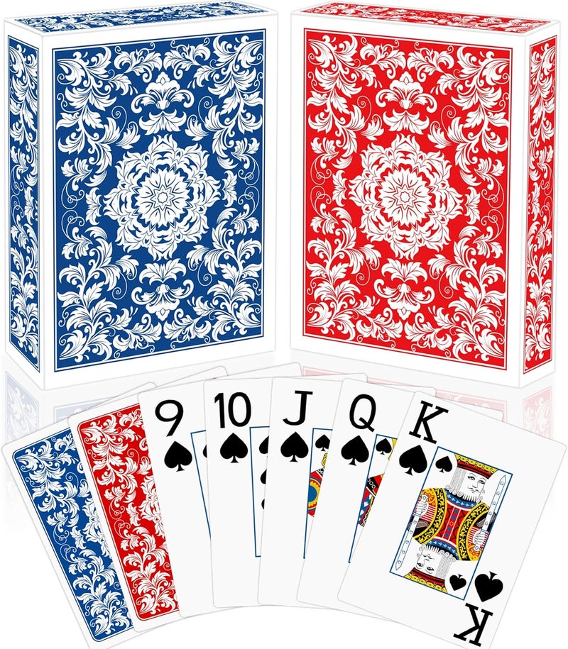 Metsyth Playing Cards,Deck of Cards,Playing Card 2 Pack,Poker Cards Set,Jumbo Large Print Playing Cards for Adults Seniors,Card Games for Family Game Night Party (Blue and Red) - Image 1